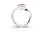 Bezel Engagement Ring Setting for Fancy Pink Asscher Cut Center with Wide Channel-Set Band and Bezel Head in Platinum