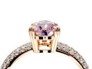 Solitaire Engagement Ring Setting for Fancy Pink Pear-Shaped Center with Multi-Row Pave Accents and Basket Head in Rose Gold