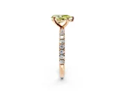 Solitaire Engagement Ring Setting for Fancy Yellow Pear-Shaped Center with Micro Pave Band and Prong Head in Rose Gold