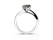 Solitaire Engagement Ring Setting for Fancy Green Heart-Shaped Center with Basket Rail and Prong Head in Sterling Silver