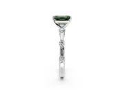 Solitaire Engagement Ring Setting for Fancy Green Emerald Cut Center with Bezel Station Band and Prong Head in Platinum