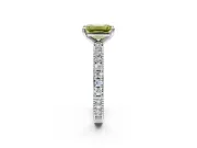 Solitaire Engagement Ring Setting for Fancy Yellow Emerald Cut Center with Milgrain-Edged Pave Band and Prong Head in Sterling Silver