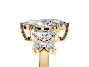 Floral Engagement Ring Setting for Marquise Center with Marquise Cluster Shoulders and Prong Head in Yellow Gold