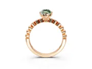 Solitaire Engagement Ring Setting for Fancy Green Marquise Center with Bezel-Dot Beaded Band and Prong Head in Rose Gold