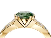 Bezel Engagement Ring Setting for Fancy Green Cushion Cut Center with Wide Channel-Set Band and Bezel Head in Yellow Gold
