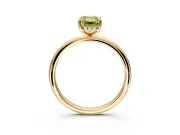 Hidden Halo Engagement Ring Setting for Fancy Yellow Emerald Cut Center with Thin Round-Wire Band and Prong Head in Yellow Gold