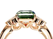 Cluster Engagement Ring Setting for Fancy Green Asscher Cut Center with Bezel Accent Clusters and Prong Head in Rose Gold