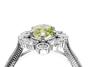 Milgrain Halo Engagement Ring Setting for Fancy Yellow Marquise Center with Bezel Point Accents and Prong Head in Platinum