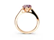 Solitaire Engagement Ring Setting for Fancy Pink Heart-Shaped Center with Channel Accents and Prong Head in Rose Gold