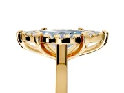 Single Halo Engagement Ring Setting for Fancy Blue Marquise Center with Corner Claws, Plain Band and Prong Head in Yellow Gold