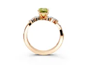 Solitaire Engagement Ring Setting for Fancy Yellow Emerald Cut Center with Marquise Accent Twist Band and Prong Head in Rose Gold