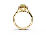 Starburst Halo Engagement Ring Setting for Fancy Yellow Emerald Cut Center with Thin Round-Wire Band and Prong Head in Yellow Gold