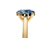 Solitaire Engagement Ring Setting for Fancy Blue Oval Center with Flat-Sided Plain Band and Prong Head in Yellow Gold