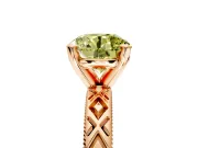 Solitaire Engagement Ring Setting for Fancy Yellow Round Cut Center with Milgrain X Pattern Band and Prong Head in Rose Gold