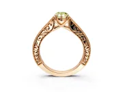 Solitaire Engagement Ring Setting for Fancy Yellow Pear-Shaped Center with Engraved Pave Band and Prong Head in Rose Gold