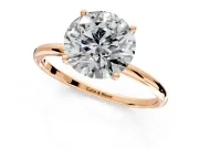 Solitaire Engagement Ring Setting for Round Cut Center with Straight Thin Band and Prong Head in Rose Gold