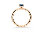 Low-Set Solitaire Engagement Ring Setting for Fancy Blue Emerald Cut Center with Thin Plain Band and Prong Head in Rose Gold