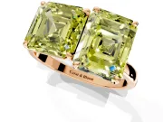 Fancy Yellow Asscher Cut and Emerald Cut Lab-Grown Diamond Toi et Moi Engagement Ring with Prong-Set Stones in Rose Gold