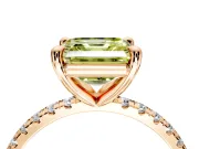 Solitaire Engagement Ring Setting for Fancy Yellow Asscher Cut Center with Fine Pave Narrow Band and Prong Head in Rose Gold