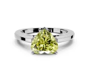 Solitaire Engagement Ring Setting for Fancy Yellow Heart-Shaped Center with Flat-Sided Plain Band and Prong Head in Sterling Silver