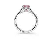 Solitaire Engagement Ring Setting for Fancy Pink Cushion Cut Center with Cathedral Band and Prong Head in Platinum