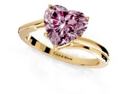 Solitaire Engagement Ring Setting for Fancy Pink Heart-Shaped Center with Plain Bypass Twist Band and Prong Head in Yellow Gold