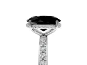 Hidden Halo Engagement Ring Setting for Fancy Black Oval Center with Pave Band and Prong Head in Platinum