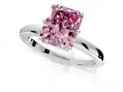 Solitaire Engagement Ring Setting for Fancy Pink Radiant Cut Center with Plain Band and Tulip Prong Head in Sterling Silver