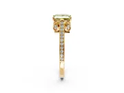 Cathedral Engagement Ring Setting for Fancy Yellow Princess Cut Center with Antique-Style Pave Band and Prong Head in Yellow Gold
