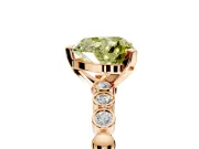 Solitaire Engagement Ring Setting for Fancy Yellow Heart-Shaped Center with Bezel-Dot Beaded Band and Prong Head in Rose Gold
