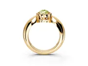 Halo Engagement Ring Setting for Fancy Yellow Pear-Shaped Center with Tapered Plain Band and Prong Head in Yellow Gold