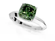 Solitaire Engagement Ring Setting for Fancy Green Cushion Cut Center with Wide Knife Ridge Band and Prong Head in Sterling Silver