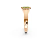 Solitaire Engagement Ring Setting for Fancy Yellow Emerald Cut Center with Wide Band, Pave Collar and Prong Head in Rose Gold