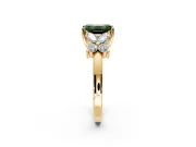 Floral Engagement Ring Setting for Fancy Green Emerald Cut Center with Marquise Cluster Shoulders and Prong Head in Yellow Gold