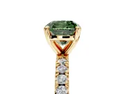 Solitaire Engagement Ring Setting for Fancy Green Cushion Cut Center with Fine Pave Band and Claw Prong Head in Yellow Gold
