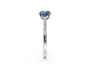 Solitaire Engagement Ring Setting for Fancy Blue Cushion Cut Center with Channel Accents and Prong Head in Platinum