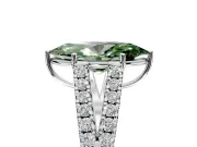 Solitaire Engagement Ring Setting for Fancy Green Marquise Center with Pave Split Shank and Prong Head in Sterling Silver