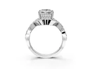 Halo Engagement Ring Setting for Princess Cut Center with Pave Infinity Twist Band and Prong Head in Sterling Silver