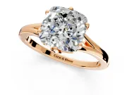 Solitaire Engagement Ring Setting for Cushion Cut Center with Plain Split Shank and Prong Head in Rose Gold