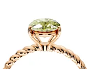Solitaire Engagement Ring Setting for Fancy Yellow Oval Center with Plain Twisted Rope Band and Prong Head in Rose Gold