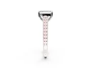 Solitaire Engagement Ring Setting for Emerald Cut Center with Pave Cathedral Band and Prong Head in Sterling Silver