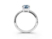 Solitaire Engagement Ring Setting for Fancy Blue Oval Center with Multi-Row Pave Accents and Basket Head in Platinum
