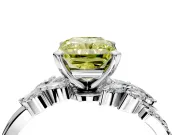 Solitaire Engagement Ring Setting for Fancy Yellow Radiant Cut Center with Marquise Accent Twist Band and Prong Head in Platinum