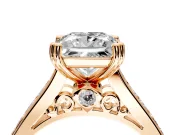 Solitaire Engagement Ring Setting for Princess Cut Center with Channel Band and Double Claw Prong Head in Rose Gold