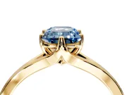Solitaire Engagement Ring Setting for Fancy Blue Emerald Cut Center with Plain Split Shank and Prong Head in Yellow Gold