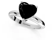 Solitaire Engagement Ring Setting for Fancy Black Heart-Shaped Center with Wire Band and Prong Head in Platinum