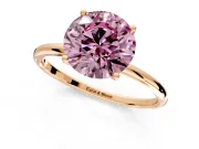 Solitaire Engagement Ring Setting for Fancy Pink Round Cut Center with Straight Thin Band and Prong Head in Rose Gold