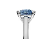 Solitaire Engagement Ring Setting for Fancy Blue Cushion Cut Center with Cathedral Band and Prong Head in White Gold