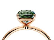 Solitaire Engagement Ring Setting for Fancy Green Radiant Cut Center with Straight Thin Band and Prong Head in Rose Gold
