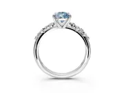 Solitaire Engagement Ring Setting for Fancy Blue Pear-Shaped Center with Trailing Leaf Accent Band and Prong Head in Platinum